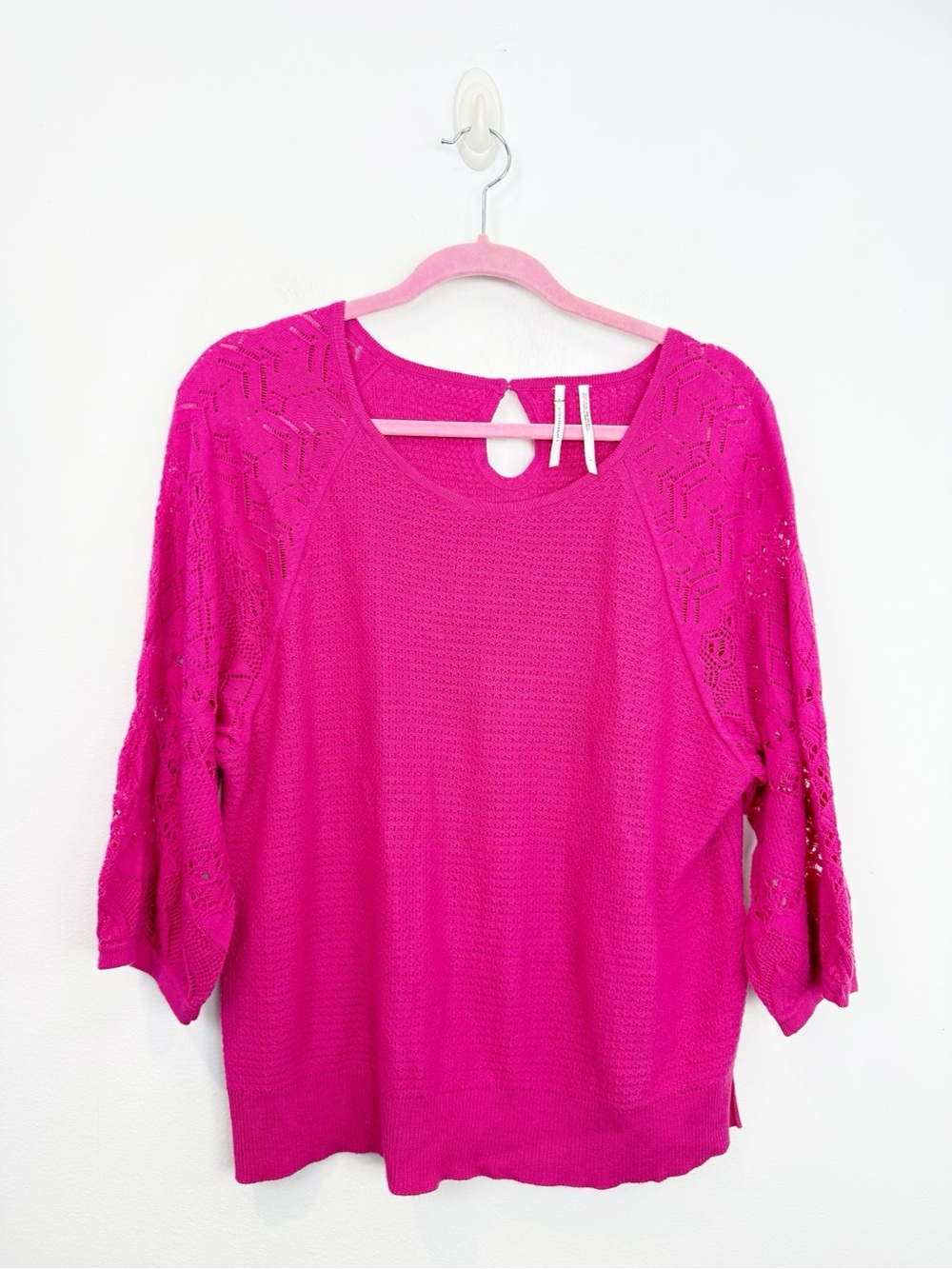 Anthropologie Martina Pointelle Pullover Sweater Pink Size Large